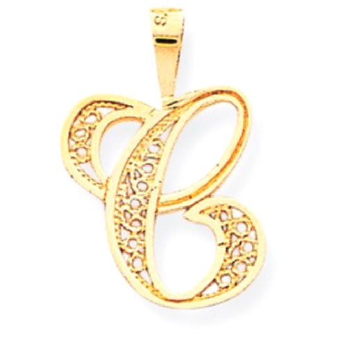 IceCarats 10k Yellow Gold Script Initial Monogram Name Letter C Pendant Charm Necklace
