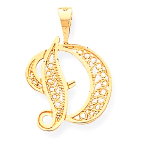 IceCarats 10k Yellow Gold Script Initial Monogram Name Letter D Pendant Charm Necklace