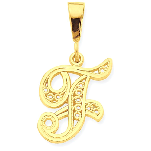 IceCarats 10k Yellow Gold Initial Monogram Name Letter F Pendant Charm Necklace