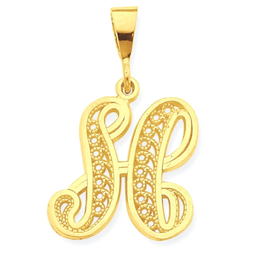 IceCarats 10k Yellow Gold Initial Monogram Name Letter H Pendant Charm Necklace