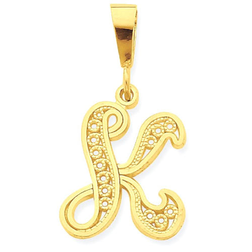 IceCarats 10k Yellow Gold Initial Monogram Name Letter K Pendant Charm Necklace