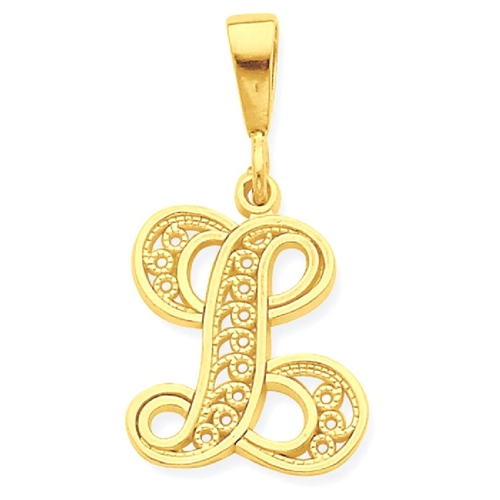 IceCarats 10k Yellow Gold Initial Monogram Name Letter L Pendant Charm Necklace