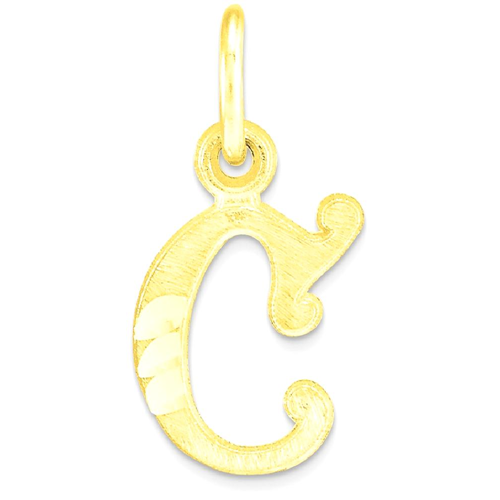 IceCarats 10k Yellow Gold Initial Monogram Name Letter C Pendant Charm Necklace