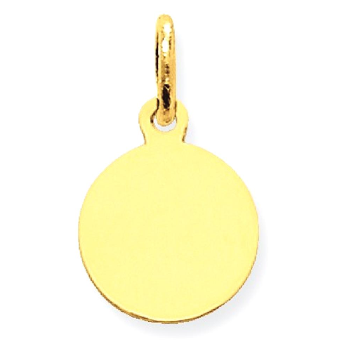 IceCarats 10k Yellow Gold Plain .013 Gauge Circular Engravable Disc Pendant Charm Necklace Round