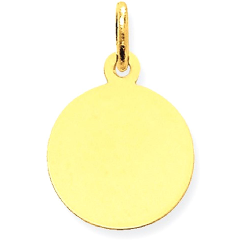 IceCarats 10k Yellow Gold Plain .018 Gauge Circular Engravable Disc Pendant Charm Necklace Round