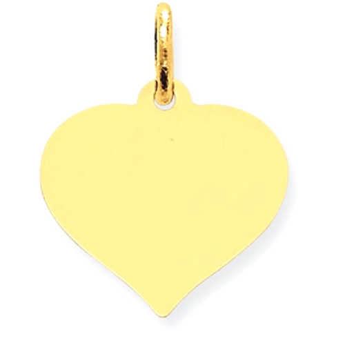 IceCarats 10k Yellow Gold Heart Disc Pendant Charm Necklace Engravable Curved Shaped