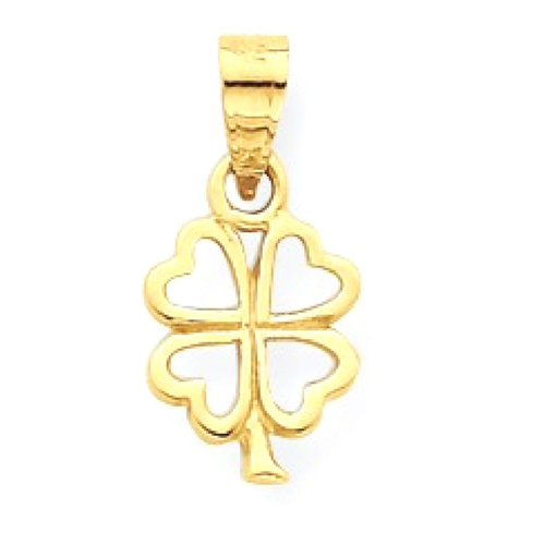 IceCarats 10k Yellow Gold Four Leaf Clover Pendant Charm Necklace Good Luck Italian Horn