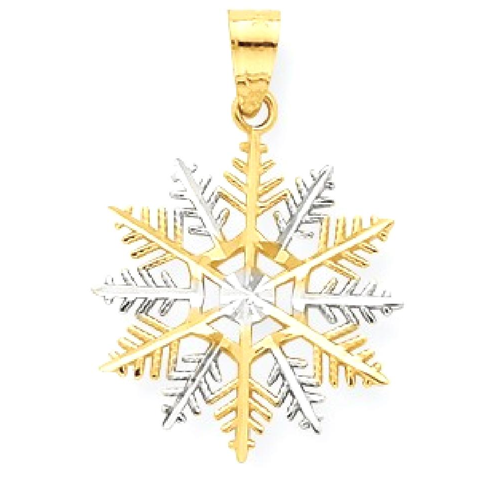 IceCarats 10k Yellow Gold Snowflake Pendant Charm Necklace Winter