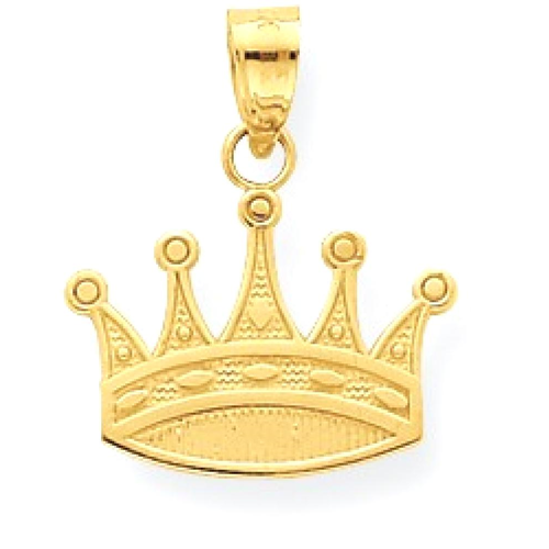 IceCarats 10k Yellow Gold Crown Pendant Charm Necklace