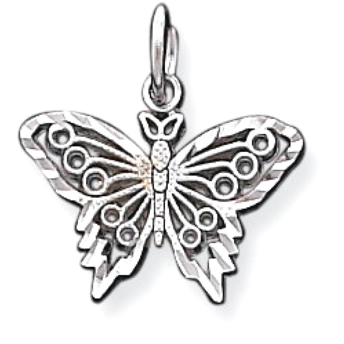 IceCarats 10k White Gold Butterfly Pendant Charm Necklace Animal