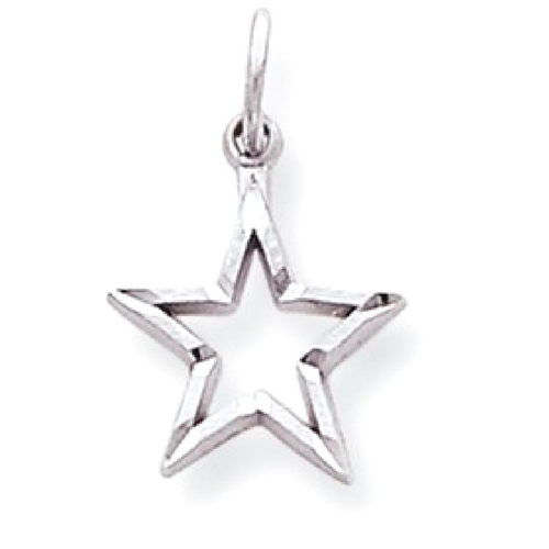 IceCarats 10k White Gold Star Pendant Charm Necklace Celestial