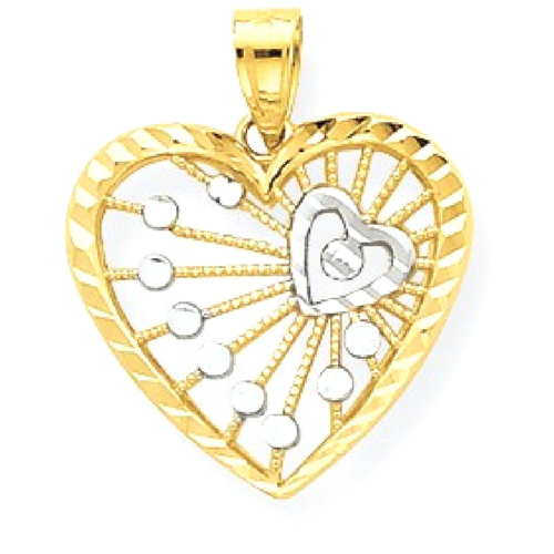 Pendentif en cœur en or jaune 10 carats de couleur IceCarats – Amour
