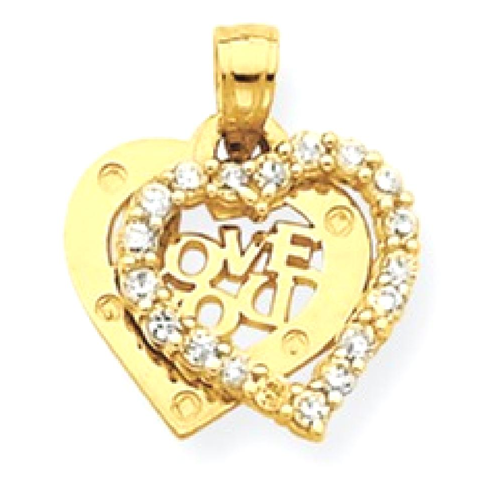 IceCarats 10k Yellow Gold Small Cubic Zirconia Cz I Love You Heart Pendant Charm Necklace Special Person