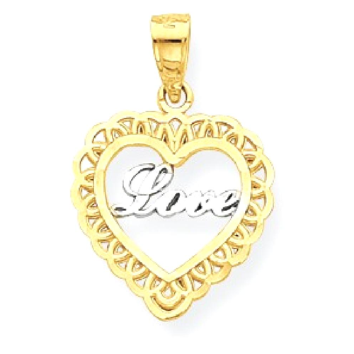 IceCarats 10k Yellow Gold Love Heart Pendant Charm Necklace