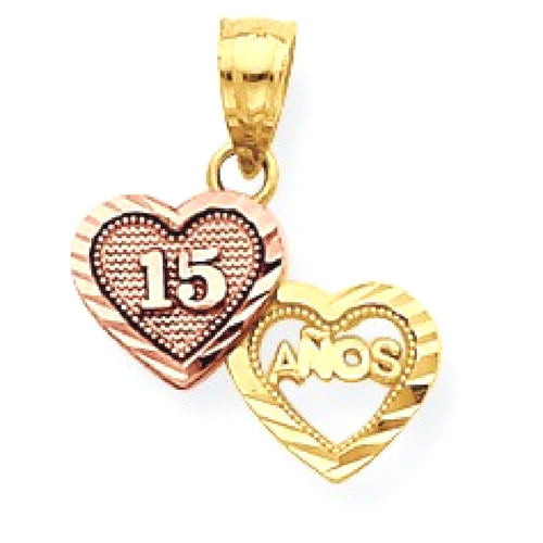 IceCarats 10k Two Tone Yellow Gold Small Sweet 15 Pendant Charm Necklace Special Day