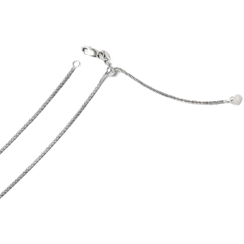 IceCarats 14k White Gold Adjustable 1.3mm Link Wheat Chain Necklace 22 Inch Spiga
