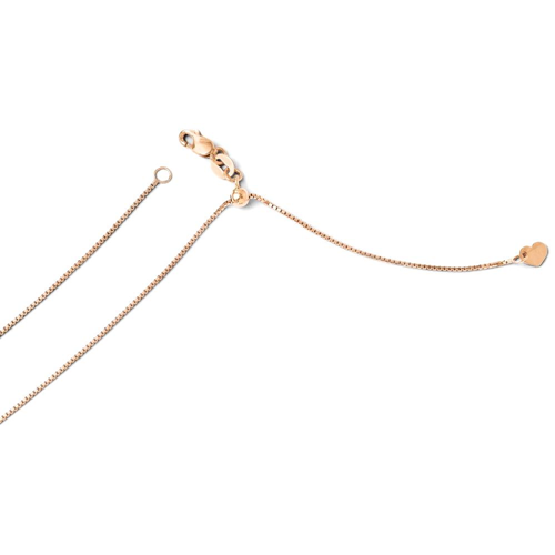 IceCarats 14k Rose Gold Adjustable .8mm Link Box Chain Necklace 22 Inch