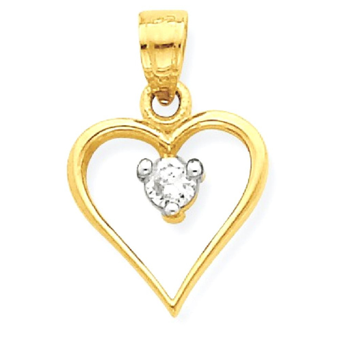 IceCarats 10k Yellow Gold Cubic Zirconia Cz Heart Pendant Charm Necklace Love