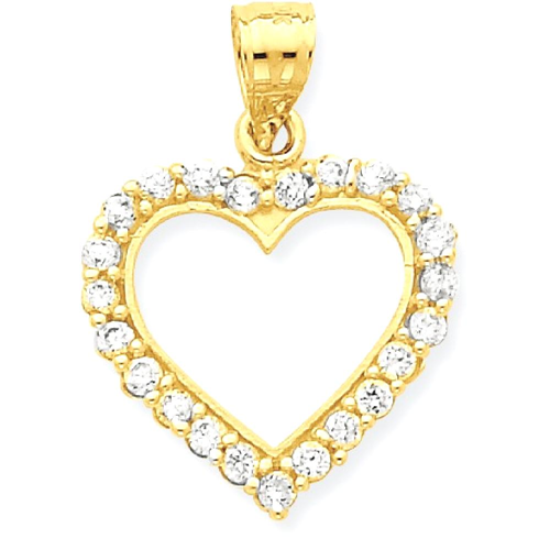 IceCarats 10k Yellow Gold Cubic Zirconia Cz Heart Pendant Charm Necklace Love