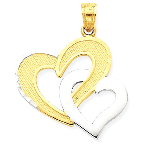 IceCarats 10k Yellow Gold Double Heart Pendant Charm Necklace Love