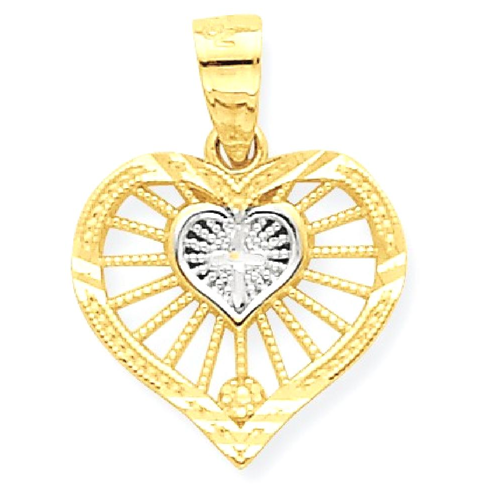 IceCarats 10k Yellow Gold Heart Cross Religious Pendant Charm Necklace Latin