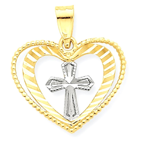 IceCarats 10k Yellow Gold Heart Cross Religious Pendant Charm Necklace Passion
