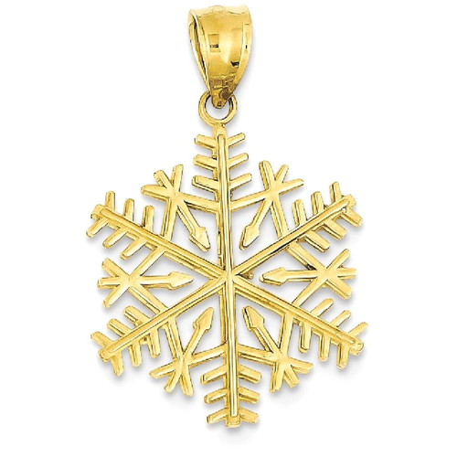 IceCarats 14k Yellow Gold 3 D Snowflake Pendant Charm Necklace Holiday