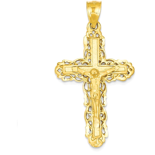 IceCarats 14k Yellow Gold Crucifix Cross Religious Pendant Charm Necklace Latin