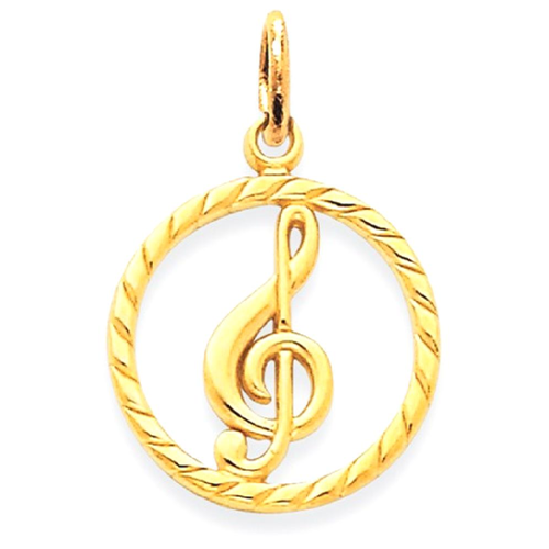 IceCarats 14k Yellow Gold Treble Clef Pendant Charm Necklace Musical