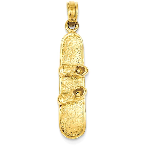 IceCarats 14k Yellow Gold Solid 3 Dimensional Snowboard Pendant Charm Necklace Sport Skiing Snowboarding