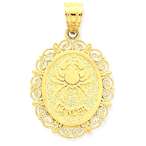 IceCarats 14k Yellow Gold Solid Cancer Zodiac Oval Pendant Charm Necklace