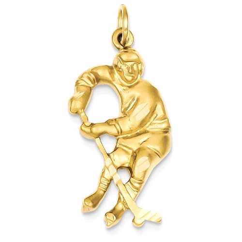 IceCarats 14k Yellow Gold Hockey Player 