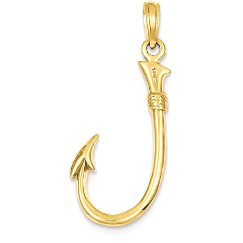 IceCarats 14k Yellow Gold 3 D Fishing Hook Pendant Charm Necklace