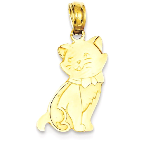 IceCarats 14k Yellow Gold Sitting Cat Pendant Charm Necklace Animal