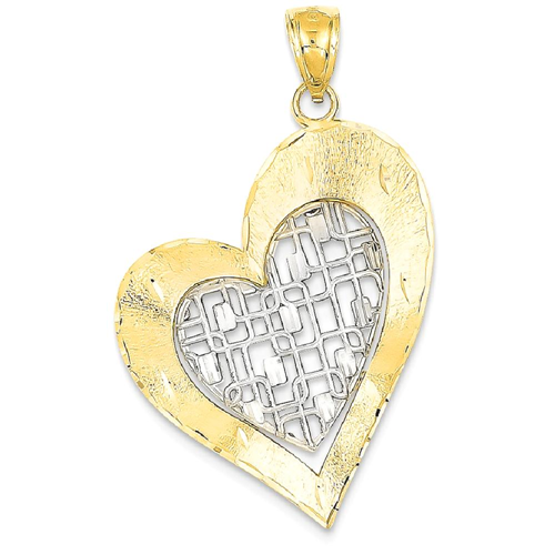 IceCarats 14k Two Tone Yellow Gold Heart Pendant Charm Necklace Love
