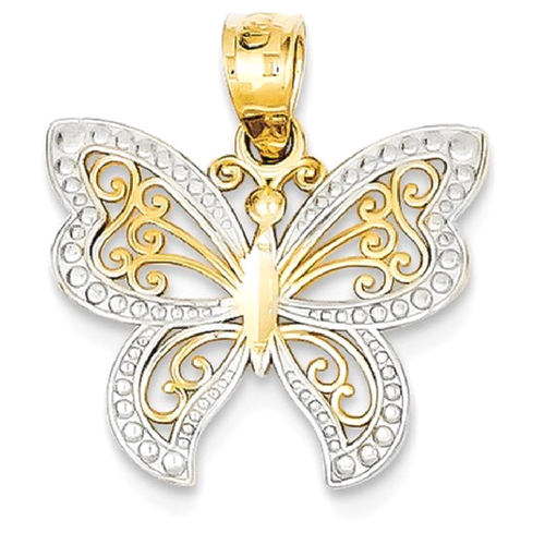 IceCarats 14k Yellow Gold Buttterfly Pendant Charm Necklace Insect