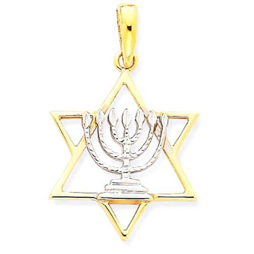 IceCarats 14k Yellow Gold Solid Menorah In Jewish Jewelry Star Of David Pendant Charm Necklace Religious Judaica
