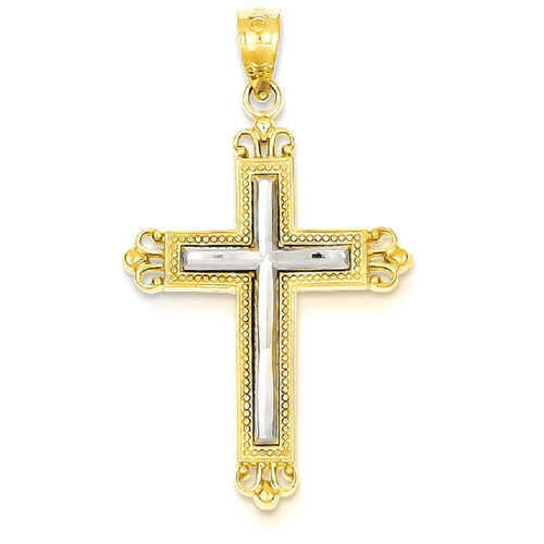 IceCarats 14k Yellow Gold Cross Religious Pendant Charm Necklace Fleur De Lis