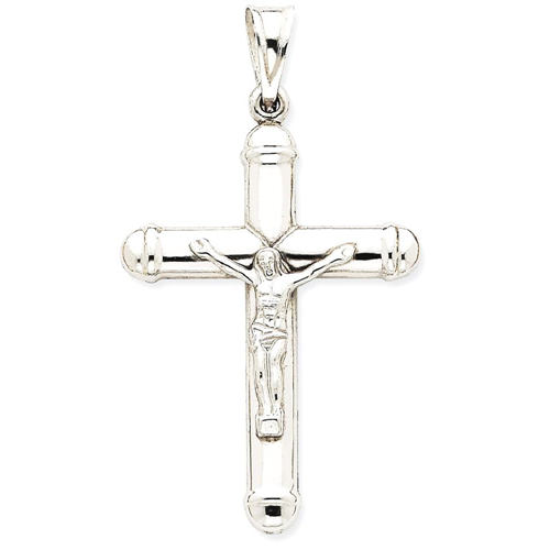 IceCarats 14k White Gold Reversible Crucifix /cross Pendant Charm Necklace Religious Cross Latin
