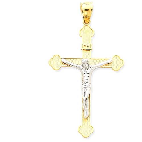 IceCarats 14k Two Tone Yellow Gold Inri Crucifix Cross Religious Pendant Charm Necklace Budded