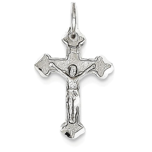 IceCarats 14k White Gold Crucifix Cross Religious Pendant Charm Necklace Budded