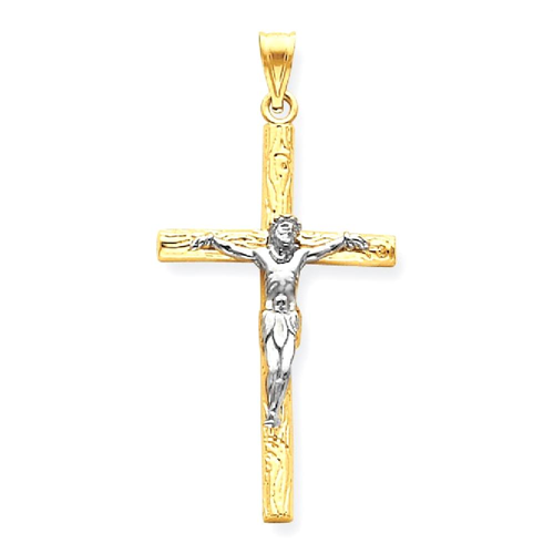 IceCarats 14k Two Tone Yellow Gold Crucifix Cross Religious Pendant Charm Necklace Latin