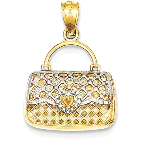 IceCarats 14k Yellow Gold Reversible Heart Handbag Pendant Charm Necklace