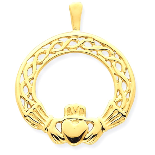 IceCarats 14k Yellow Gold Irish Claddagh Celtic Knot Pendant Charm Necklace