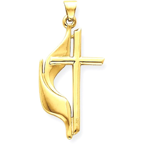 IceCarats 14k Yellow Gold Cross Religious Pendant Charm Necklace Methodist