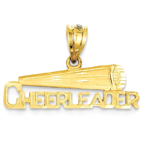 IceCarats 14k Yellow Gold Cheerleader Pendant Charm Necklace Sport Cheerleading