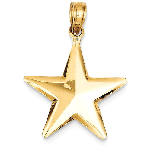 IceCarats 14k Yellow Gold 3 D Star Pendant Charm Necklace Celestial