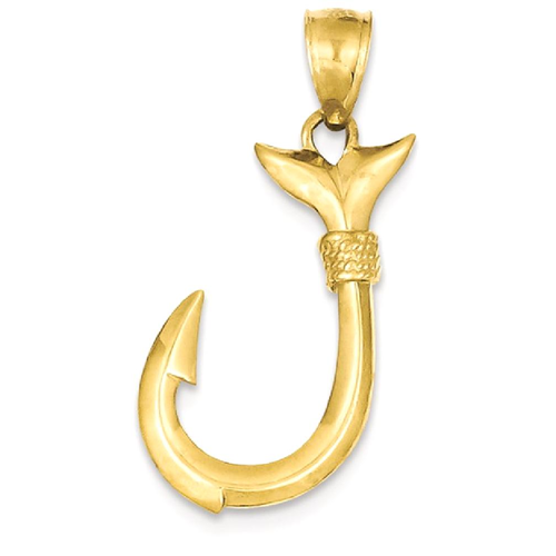IceCarats 14k Yellow Gold Whale Tail Hook Pendant Charm Necklace Sea Life