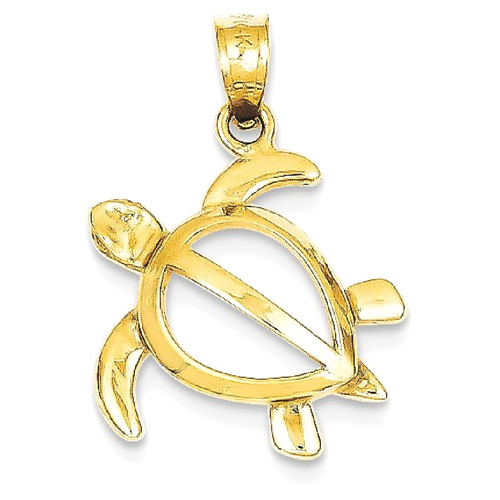 IceCarats 14k Yellow Gold Turtle Pendant Charm Necklace Sea Life