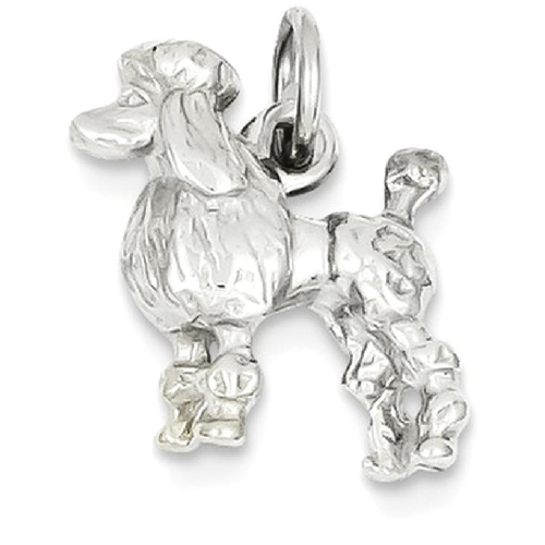IceCarats 14k White Gold Solid 3 Dimensional Poodle Pendant Charm Necklace Animal Dog
